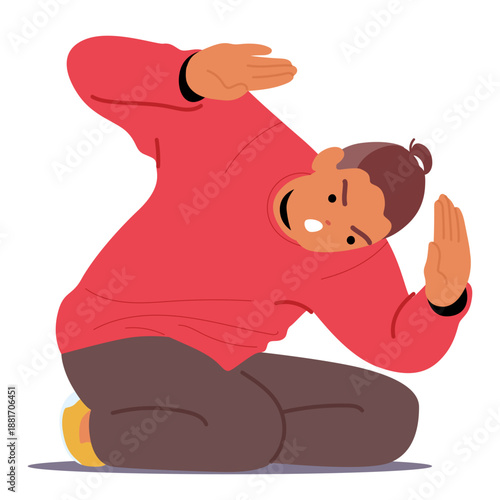 Furious young guy cartoon character feeling pressure of emotional distress and phobic states