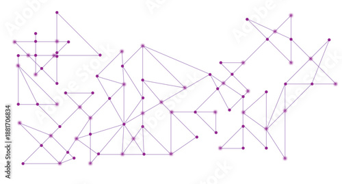 Abstract Purple Network Graph With Connected Nodes And and dots on a white background.