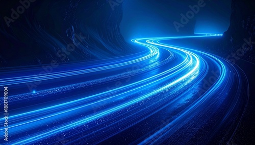 Wallpaper Mural Abstract blue light trails in the dark, motion blur effect Torontodigital.ca