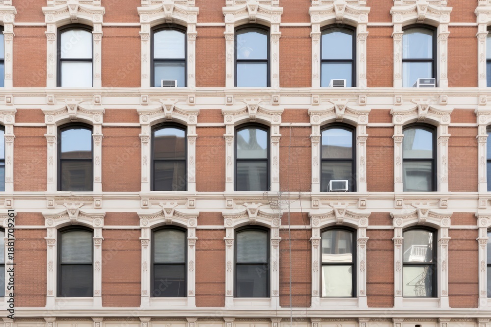 Fototapeta premium American classic building wall architecture facade window.