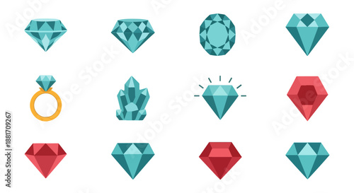 Collection of diamond shapes on black background vector illustration