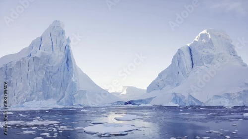 Wallpaper Mural Snow-capped mountains and towering glaciers reflect a dramatic and serene polar landscape with a shimmering ice cap. Torontodigital.ca