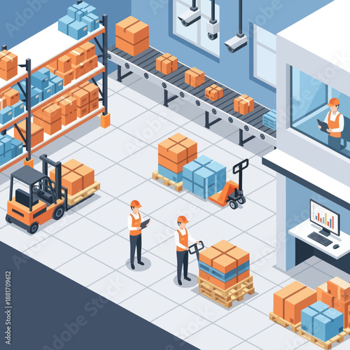 Warehouse Workers Managing Inventory and Shipments.