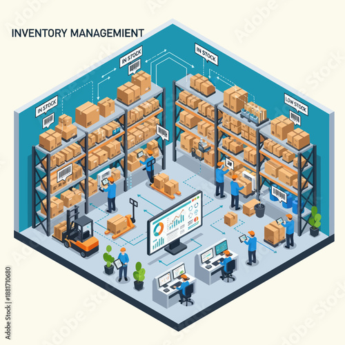 Warehouse Inventory Management with Workers and Technology.