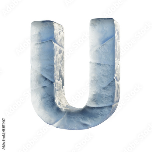 Ice block font Letter U 3D