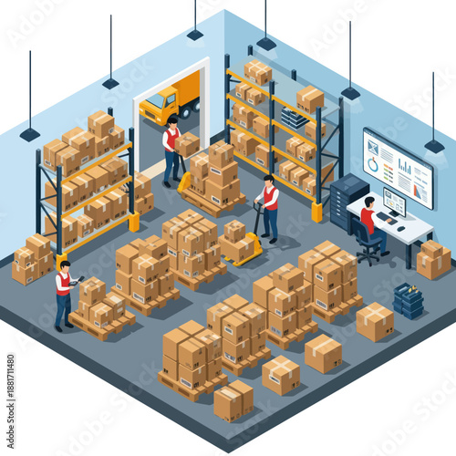 Warehouse Workers Managing Inventory and Shipments.