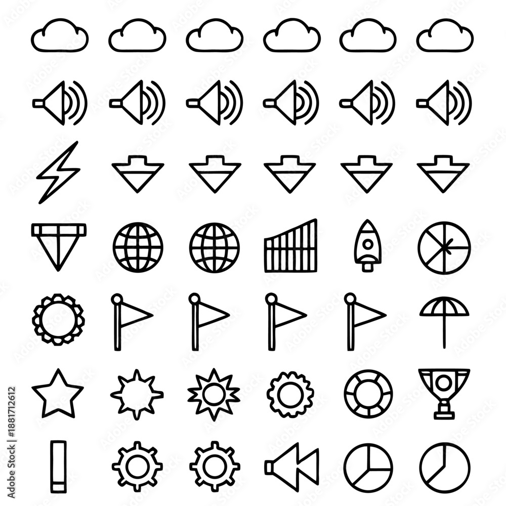 Fototapeta premium Versatile vector icon set for ui, web, and branding