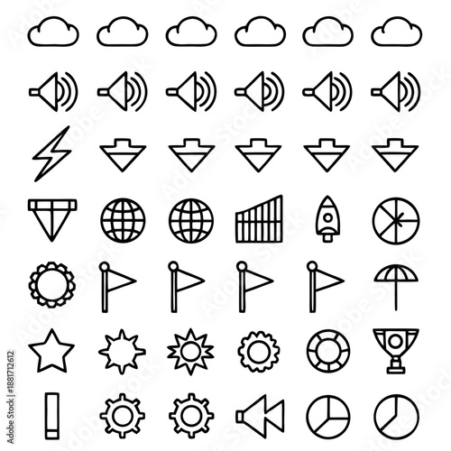 Versatile vector icon set for ui, web, and branding