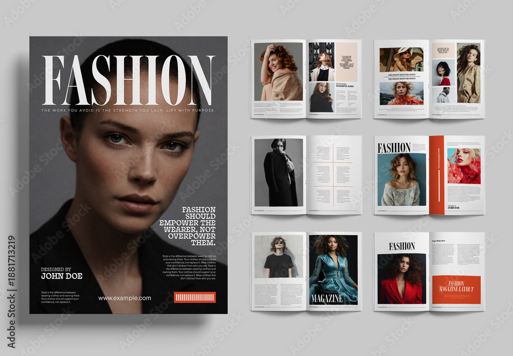 Fashion Magazine Layout Design With Modern Editorial Spreads Stock ...
