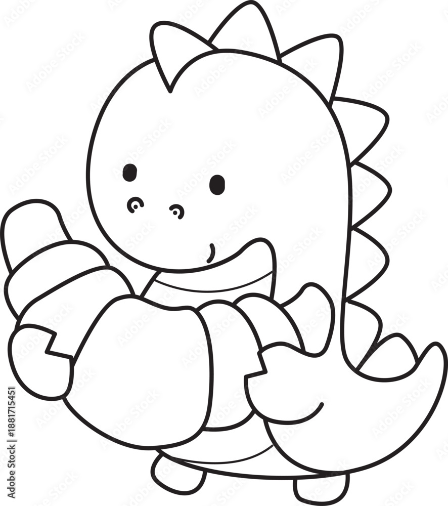 Obraz premium Coloring book of cute Dinosaur character clip art for children. Outline of Dinosaur 