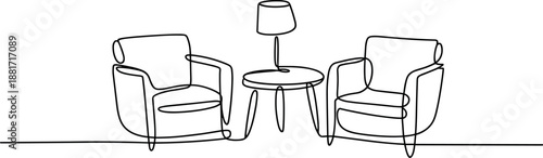 Modern living room furniture armchairs sofa table lamp interior design