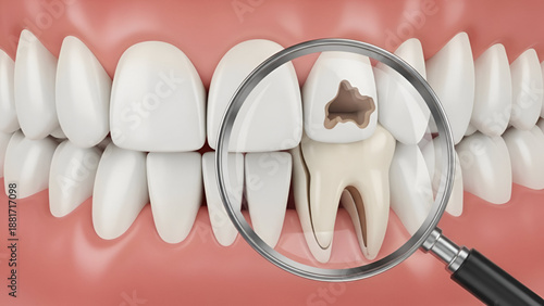 Tooth Anatomy Illustration – Dental Roots and Nerves Close-Up View