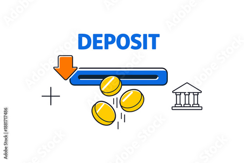 Deposit concept illustration with coins and banking symbols