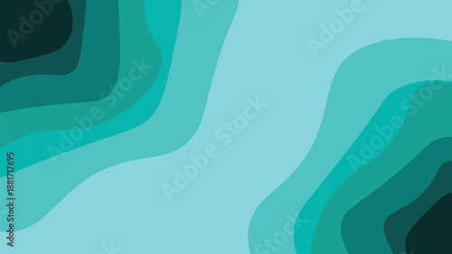 Abstract Teal and Blue Wavy Layers Background