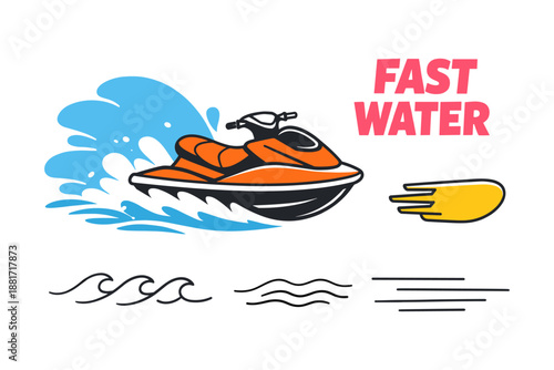 Fast water adventure with jet ski and splash elements