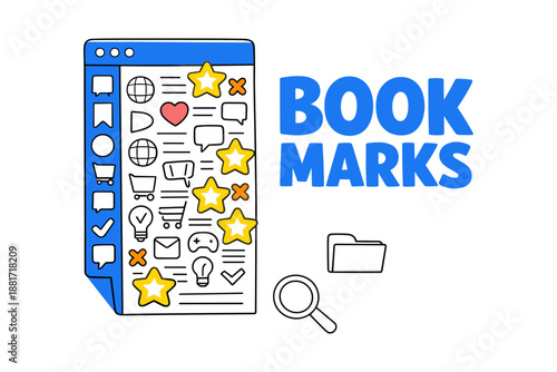 Digital bookmarks interface with icons and highlighted favorites