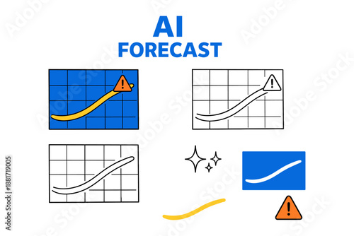 Ai forecast graphics showing trend and warning indicators