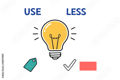 Minimalism concept with light bulb illustration highlighting less is more