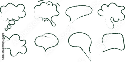 Collection of various speech bubbles and thought clouds