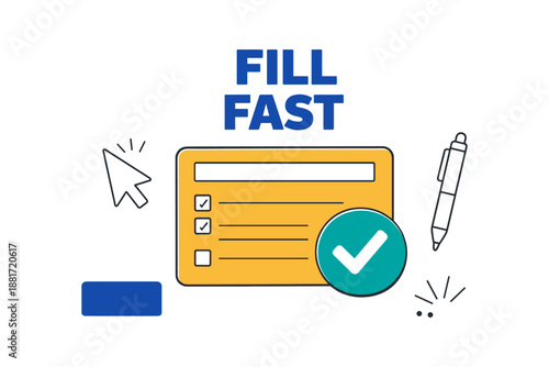Online form submission with pen checkbox and cursor icons
