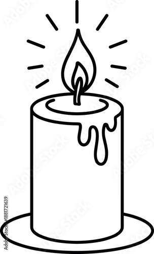Candle illustration burning flame wax decorative lighting simple design