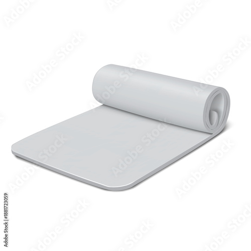 Sport, fitness, yoga workout blank exercise mat. Realistic vector mockup. Camping sleeping pad roll. Mock-up. Template for design