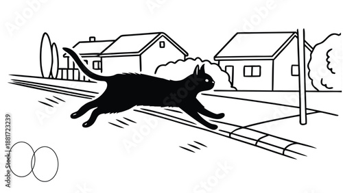 cat and mouse running on road, little cute animals, pet