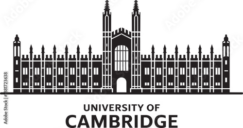Vector skyline silhouette representing university of cambridge great britain academic architecture landmark