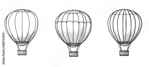 Wallpaper Mural Set of Five Unique Hot Air Balloons in Vintage and Retro Cartoon Styles for Creative Projects Torontodigital.ca