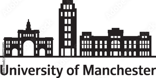 Manchester university skyline architecture silhouette building landmark united kingdom vector