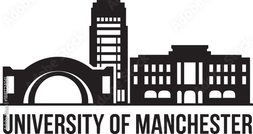 University of manchester building silhouette graphic logo emblem element vector illustration