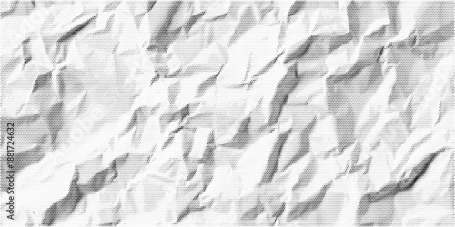 Abstract crumpled paper texture through halftone and grainy dot pattern. Irregular shadows, gritty stipple noise, subtle depth, vector illustration