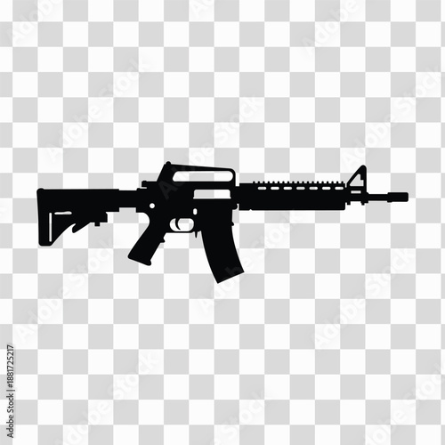 Black Silhouette Assault Rifle Gun Icon Vector