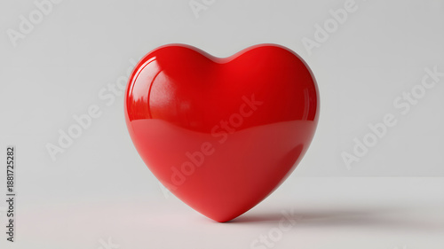 Wallpaper Mural A single red heart on a light gray background with a subtle shadow Torontodigital.ca