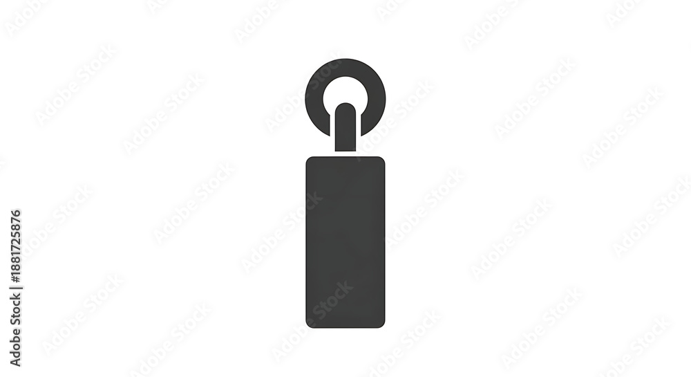 Fototapeta premium Black key icon with circular top on white background Ai Generated