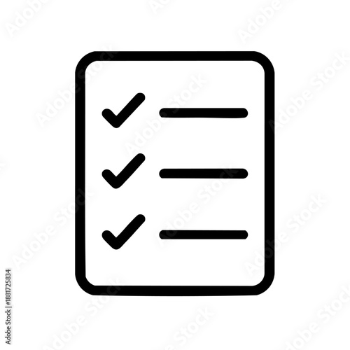 Minimal checklist task icon in clean outline vector style. Ideal for productivity apps, project management tools, enterprise software, scalable and easy to customize.
