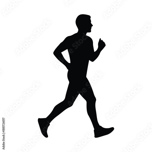 Black silhouette of a man running for fitness jogging and athletic training concepts