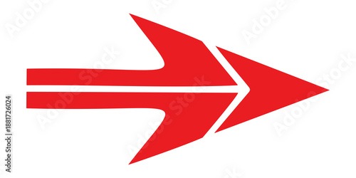 Dynamic red arrow pointing right, indicating direction, speed, or progress