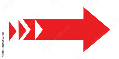 Red arrow with preceding triangles indicating direction and forward movement