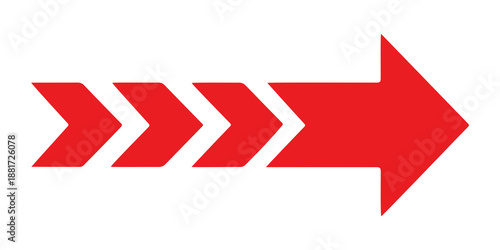 Red segmented arrow pointing right symbolizing speed and direction on a black background