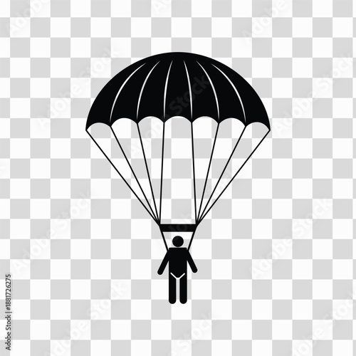 Silhouette Parachute Skydiving Icon Vector