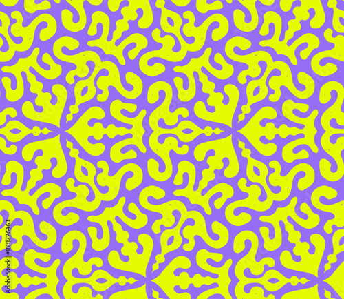 Modern neon Central Asian nomadic zoomorphic seamless pattern with ram horn ornament motifs