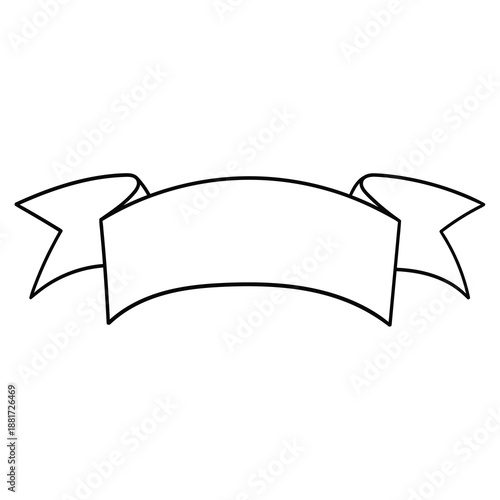 Hand-drawn doodle empty ribbon banner on a white background.