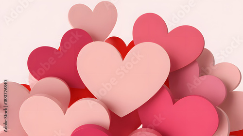 A bunch of pink and red hearts on a light pink background for valentines day or love themed designs and projects