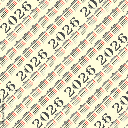 Seamless background with calendar for a year 2026.

