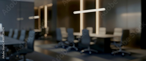 Fully blurred luxury office background at night with refined professional look. Ideal for premium corporate branding and finance advertising.