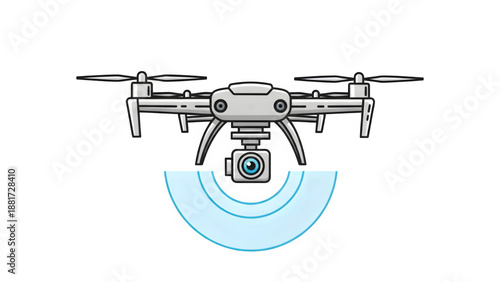 Drone with a light on isolated on transparent background
