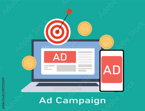 Digital Advertising Campaign Vector – Online Marketing, Targeted Ads and Monetization Illustration