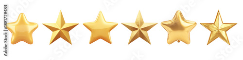 Set of golden stars isolated on the transparent background. Concept of star decoration.