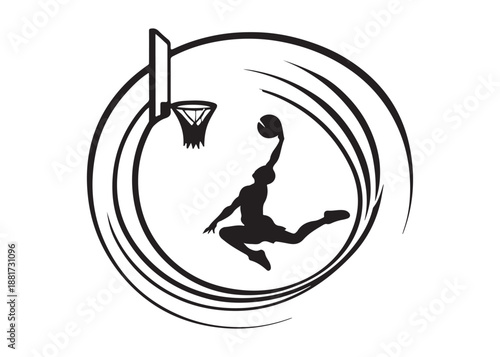 basketball logo silhouette vector, basketball player dunking logo silhouette illustration, sport basketball logo  vector, player dunking logo vector silhouette on white background